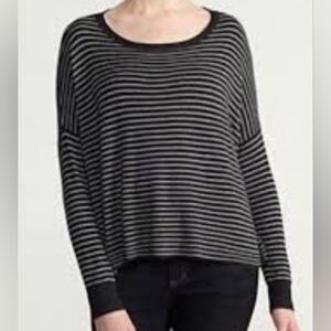Eileen Fisher Cozy Lightweight Stretch Sweater Knit w/Stripes Pullover